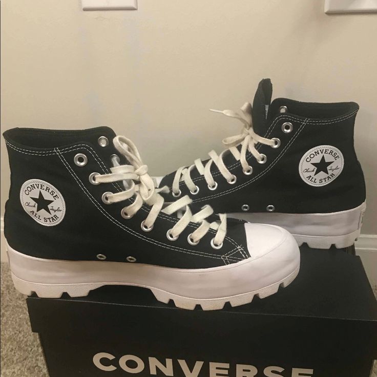 Reposhing This Item I Purchased From @Queenyaya15. Loved It, But Ready To Rotate For Something New. Questions? Leave A Comment Below! Lugged Converse, Converse Lugged, Knee High Sneakers, Converse Hightops, Black Leather Converse, Converse All Star White, Leather Converse, Blue Converse, All Star Shoes