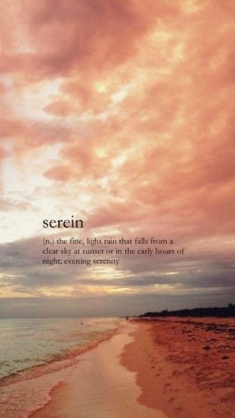 an image of a beach with the words serein on it and clouds in the background