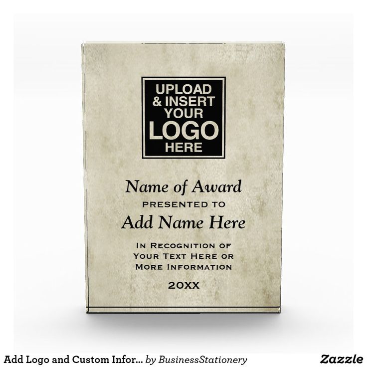 an award plaque is displayed on a white background with the words, upload and insert your logo here