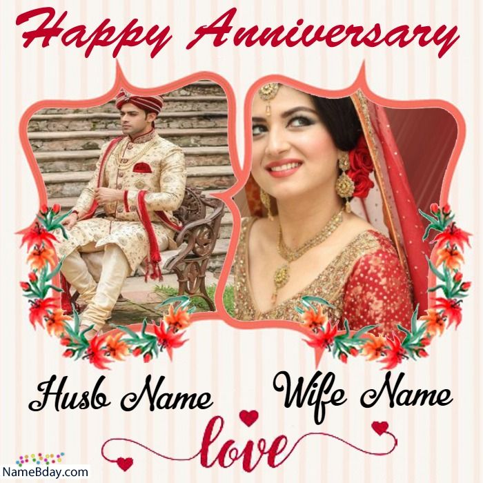 happy anniversary wishes for husband and wife in english with pictures on the front, side and back