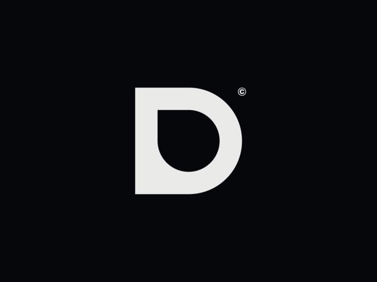 the letter d is made up of white letters on a black background with an oval dot