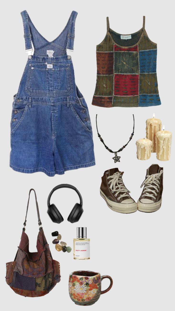 Granola Music Festival Outfits, Quirky Summer Outfits, Vintage Artsy Outfit, Artsy Vintage Outfits, Trendy Vintage Outfits, Artsy Aesthetic Clothes, Indie Summer Outfits, Artsy Outfit Ideas, Vintage Summer Outfits