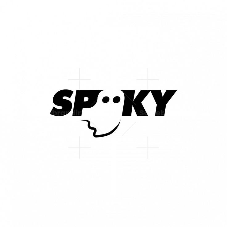 the word spooky is written in black and white with an image of a person's face