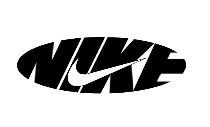 the nike logo in black and white