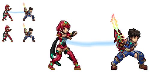 Xenoblade Chronicle 2 Rex and Pyra Sprite by FriendAlias Pyra Xenoblade, April Fools Joke, Pixel Animation, Pixel Games, Xenoblade Chronicles, April Fools, Video Game Art, Super Smash Bros, Smash Bros