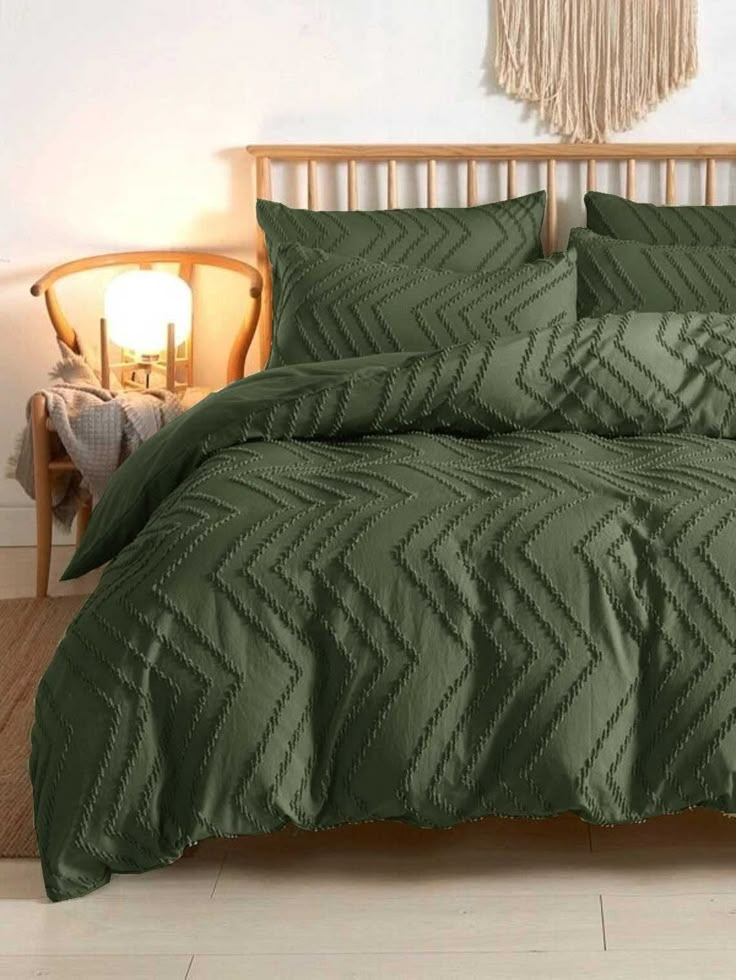 PRICES MAY VARY. Elegant Cute Tufted Texture – Each tufted dot is handmade to ensure a beautiful appearance and outstanding quality, bringing you the visual enjoyment of beauty. We believe you may be obsessed with this sweet set. If you want to give your bedroom a totally new look, give it a try.The queen size Green tufted comforter set 3pc includes : 1 duvet insert or stand-along comforter (88 x 90 inches) and 2 matching pillow shams (20 x 26 inches) Soft & Fluffy – All season comforter with do Modern Farmhouse Bedding, Farmhouse Bed, Queen Size Comforter Sets, King Size Comforter Sets, Green Comforter, Queen Size Comforter, King Size Comforters, Green Duvet, Green Duvet Covers