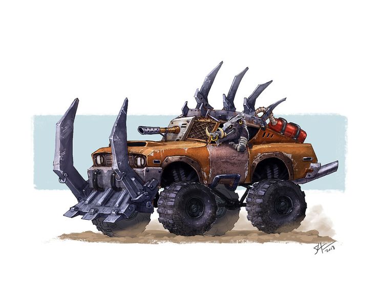 an image of a monster truck with horns on it