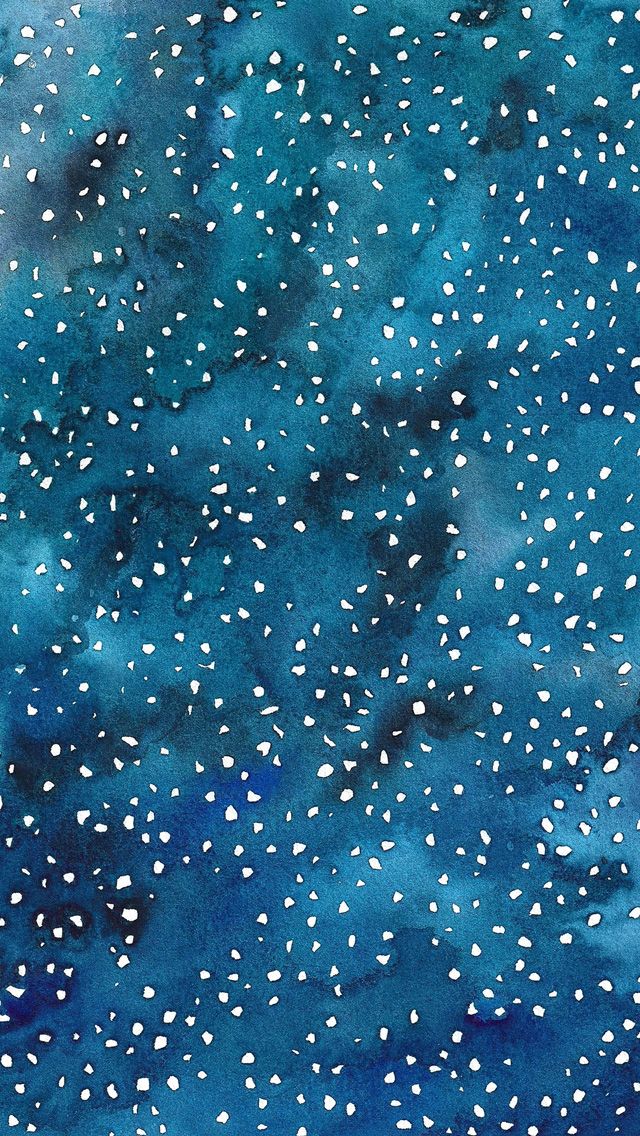 an abstract painting with white dots on blue watercolor paper