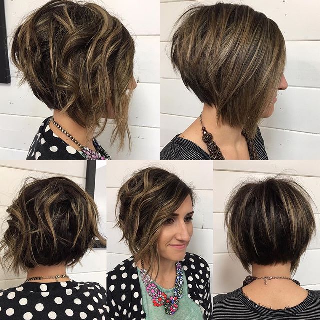 Graduated haircut Stacked Bob Hairstyles, Short Wavy Hair, Hair Color Highlights, Penteado Cabelo Curto, Curly Bob Hairstyles, Long Bob, Hair Pictures, Short Bob Hairstyles, Great Hair