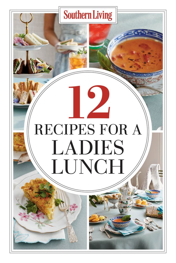 the cover of 12 recipes for a ladies's lunch, including soups and sandwiches