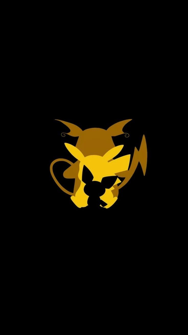 an image of a yellow and black pokemon logo on a black background with gold accents