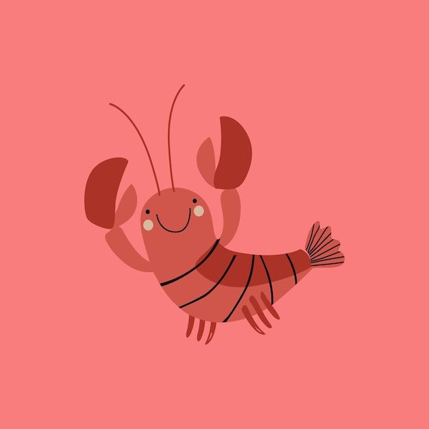 a red shrimp with two legs and one eye on it's back, floating in the air