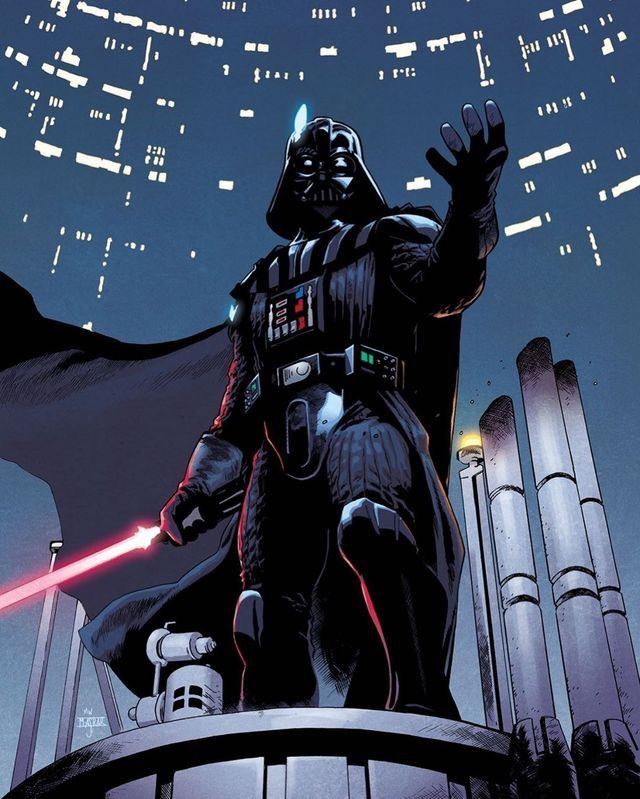 darth vader standing on top of a building