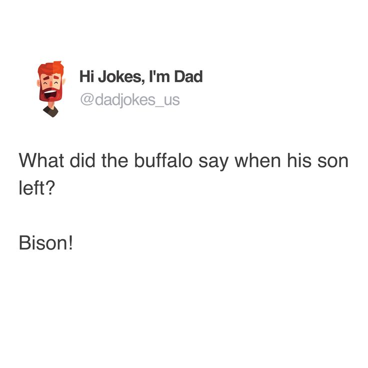 a tweet that reads, what did the buffalo say when his son bison