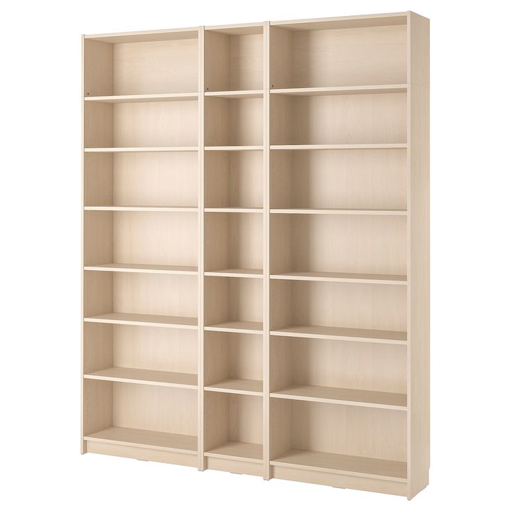 an empty bookcase on a white background