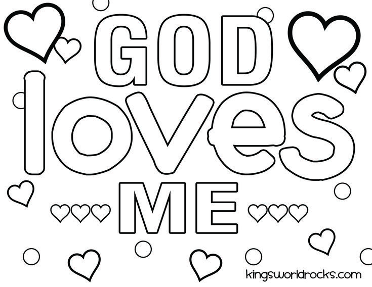 the words god loves me with hearts and dots on it in black and white ink