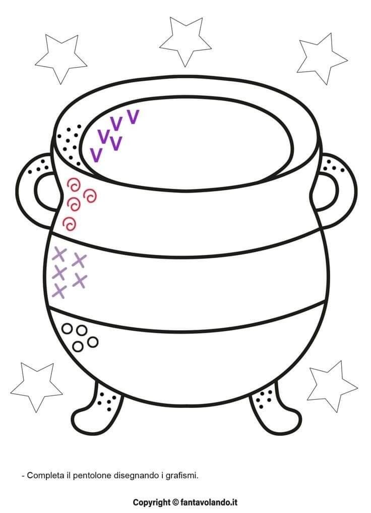 a drawing of a pot with stars around it