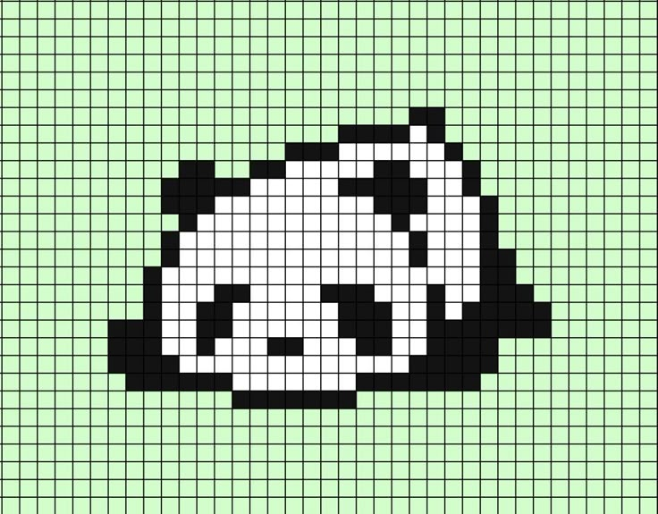 A pixel art template of a Panda laying down on its front. People Pixel Art, Animal Pixel Art, Black And White Pixel Art, Panda Cross Stitch, Panda Grid Pattern, Panda Tapestry Crochet, Pixel Art Animals, Pixel Beads, Easy Pixel Art