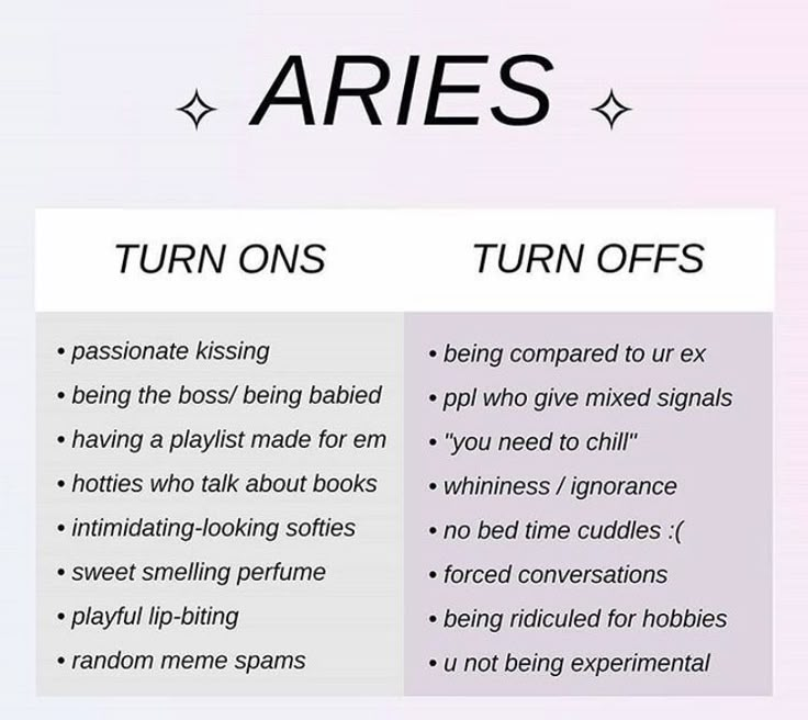 an info sheet with the words aris and turn ons in different font styles