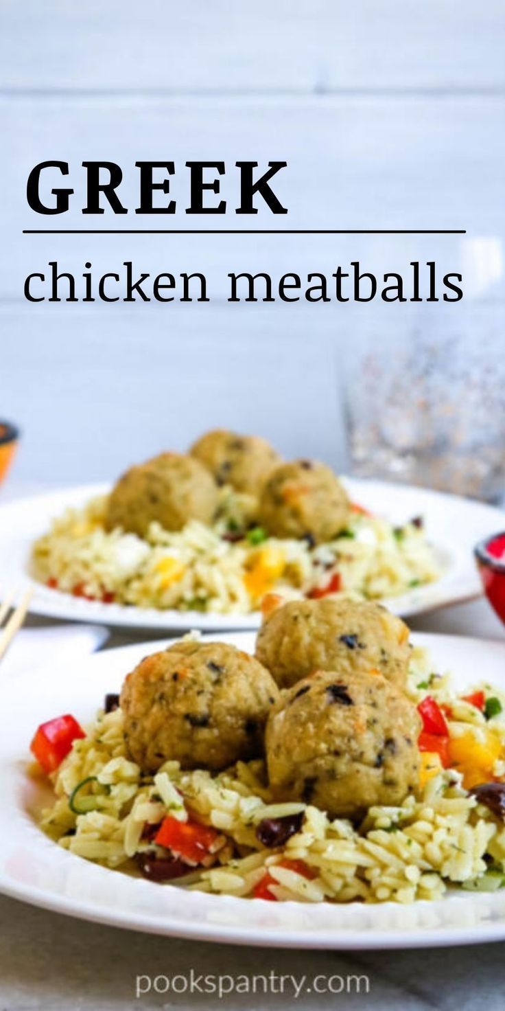 Greek chicken meatballs on a white plate on a white marble background. Dinner Ground Chicken, Stovetop Meatballs, Ground Pork Meatballs, Greek Chicken Meatballs, Ground Beef Meatballs, Swedish Meatballs Easy, Eggplant Meatballs, Vegetarian Meatballs, Greek Meatballs