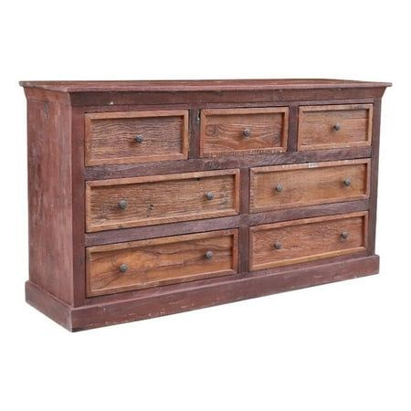 an old wooden dresser with many drawers on the top and bottom, against a white background