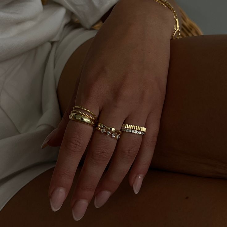 Have your IT girl moment with our Monaco Ring! This ring is the perfect stacker ring needed in every collection. Pair this baby alone or with our Bling Ring for an effortless, timeless look! Everyday Gold Rings For Women, Gold Ring Stacks For Women, Ring Stack Minimalist, Non Tarnish Rings, Mixed Metal Rings Stack, Ring Stack Inspo Gold, Classy Ring Stack, Ring Stacking Ideas Silver, Gold And Silver Ring Stack