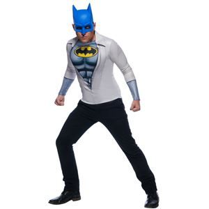 a man in a batman costume standing on one leg