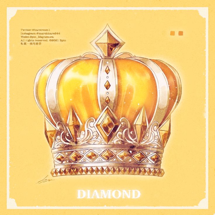 a drawing of a crown with the word diamond on it's front and bottom corner