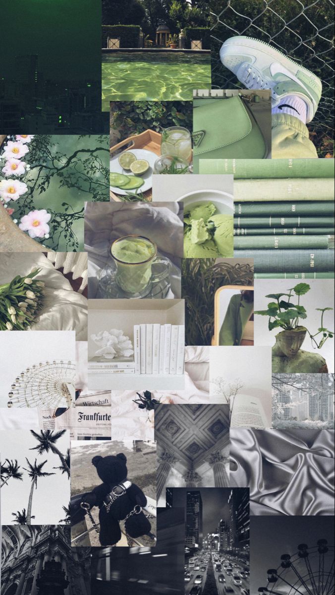 a collage of photos with flowers, plants and pictures on them in black and white