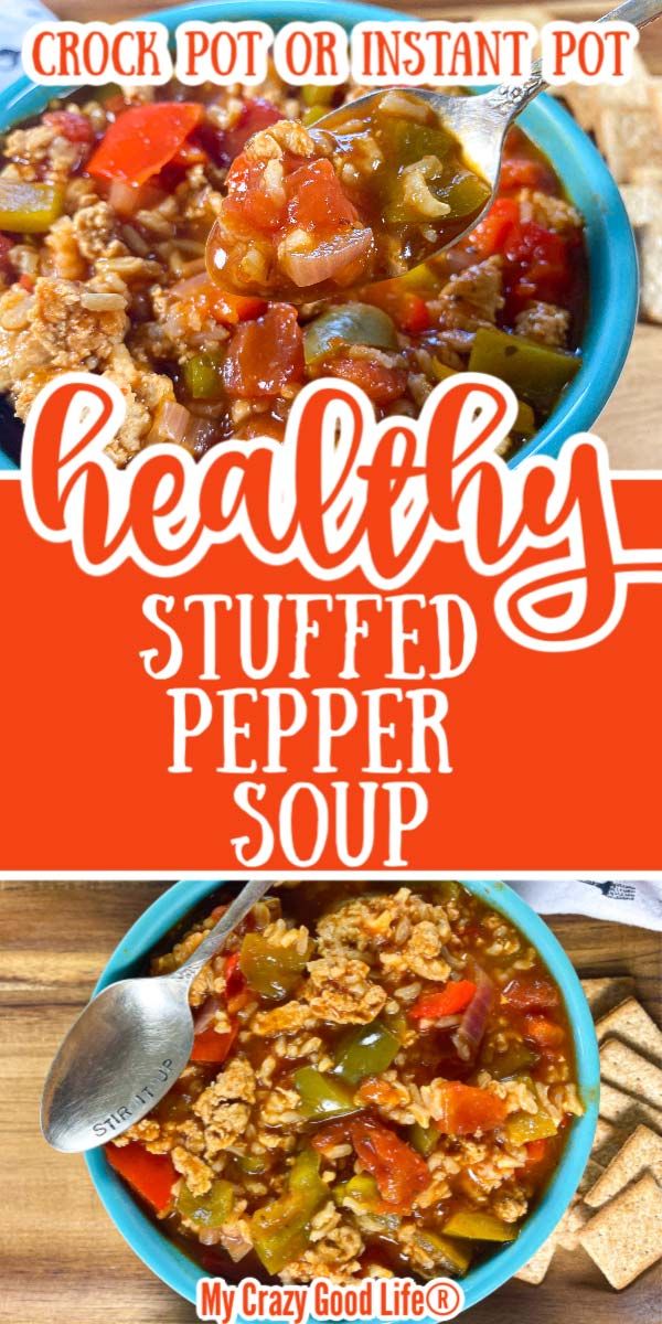 healthy stuffed pepper soup recipe with crock pot or instant pot