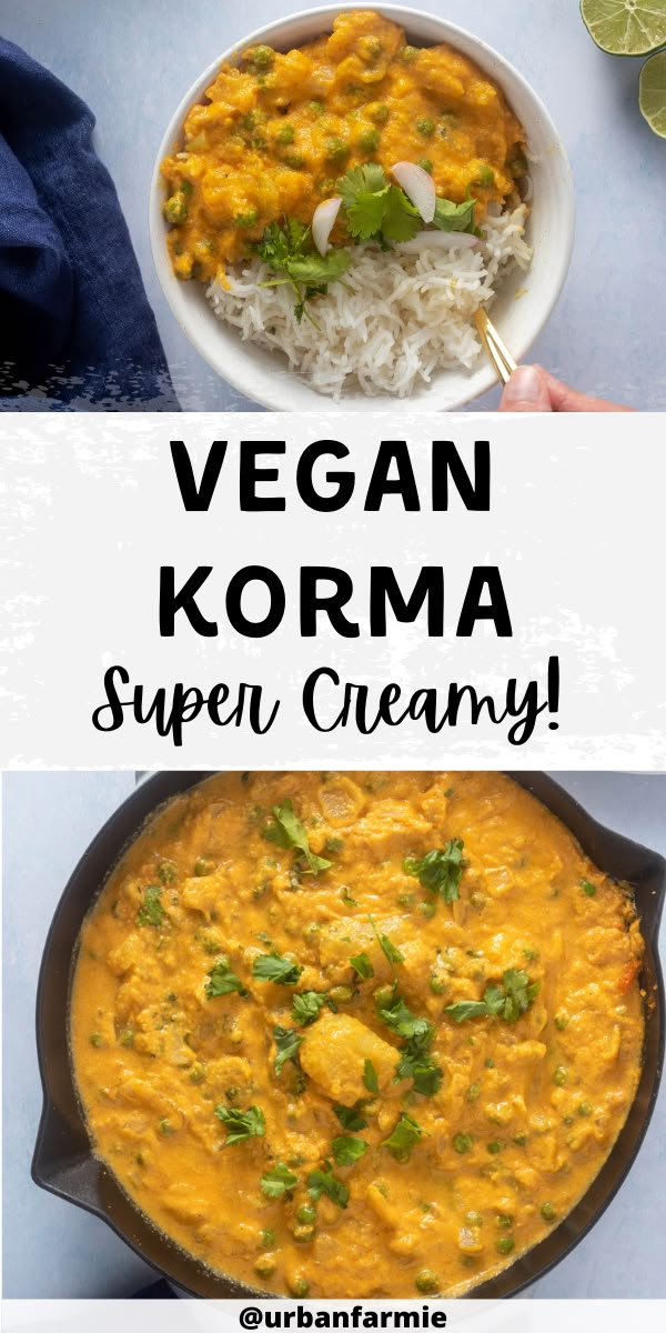 Crockpot Vegetable Korma, Vegan Korma Curry, Vegan Korma Recipe, Plant Based Indian Food, Vegetarian Korma Recipe, Korma Curry Vegetarian, Vegan Vegetable Korma, Veg Korma Indian Recipes, Vegan Curry Recipes Indian