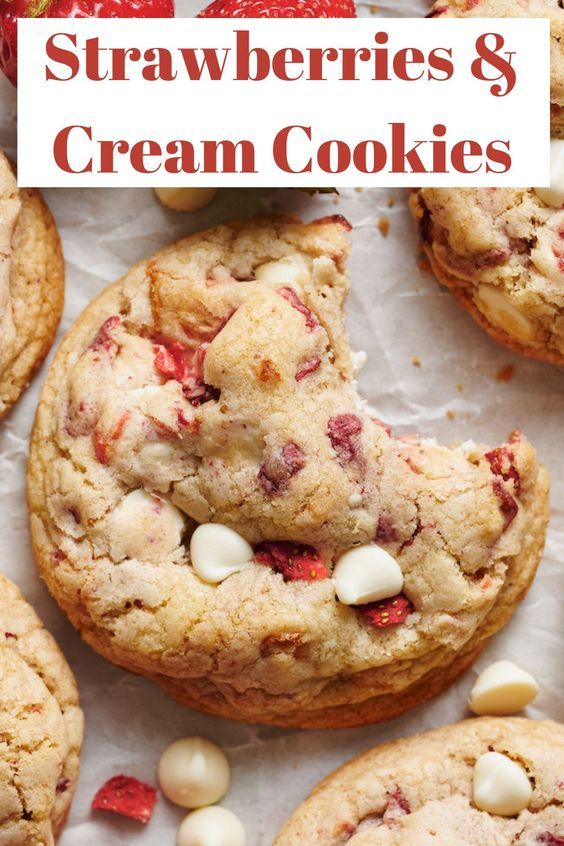 strawberries and cream cookies with white chocolate chips