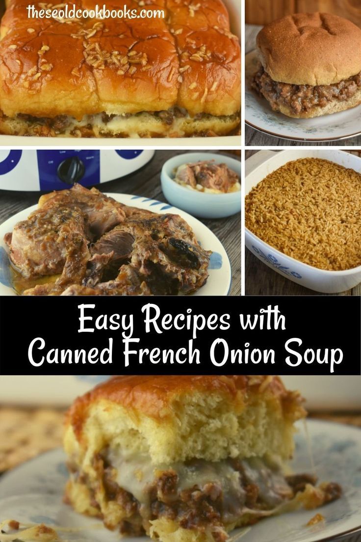 easy french onion soup recipe collage with images and text overlay for the title