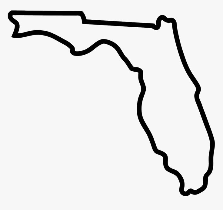 a black and white map of the state of florida on a white background, outline