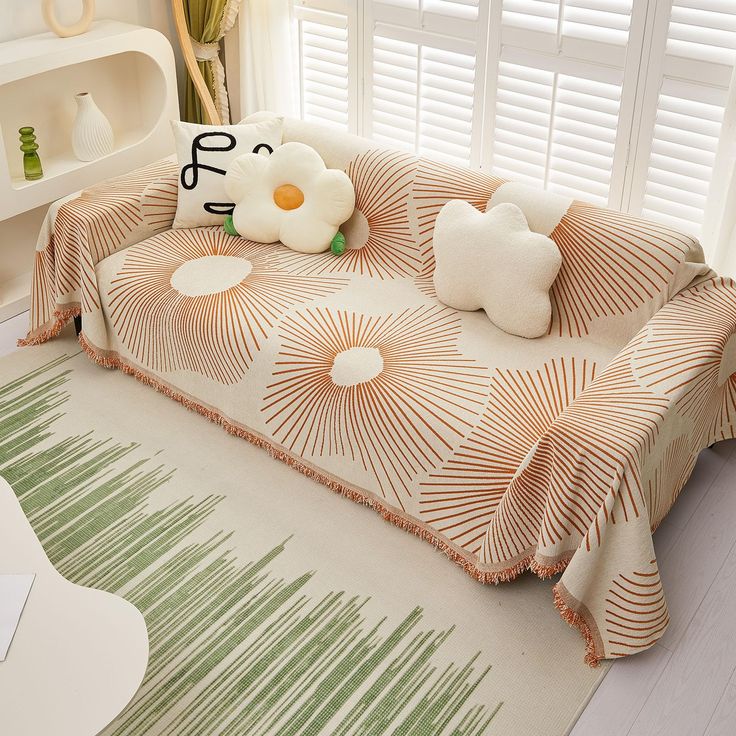 PRICES MAY VARY. 【Material】Thick durable, soft breathable chenille fabric, good touch, stain resistant skin-friendly, do not shrink can not afford the ball,great choice for homes with kids and pets, sofa cover blanket can protect the sofa furniture, save the cost of the family's sofa, decorate the home, add extra freshness. 【Product Size】Our sofa couch cover are suitable for various irregular shapes sofas,71''x150''（1PC）- Pillowcase Not Included, Suitable for 3-4 seat sofa（It is recommended to b L Shape Sofa Cover, Striped Couch, Family Sofa, Boho Sofa, Sectional Couch Cover, Orange Sofa, Cushion Couch, L Shape Sofa, Chenille Sofa