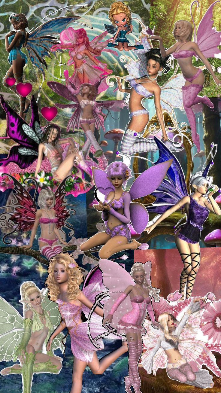 a collage of many different fairy images