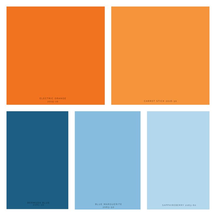 four different shades of blue and orange with the same color scheme in each section,