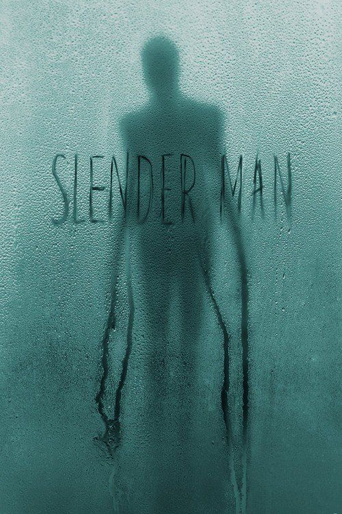 a man standing in front of a frosted window with the words slender man written on it