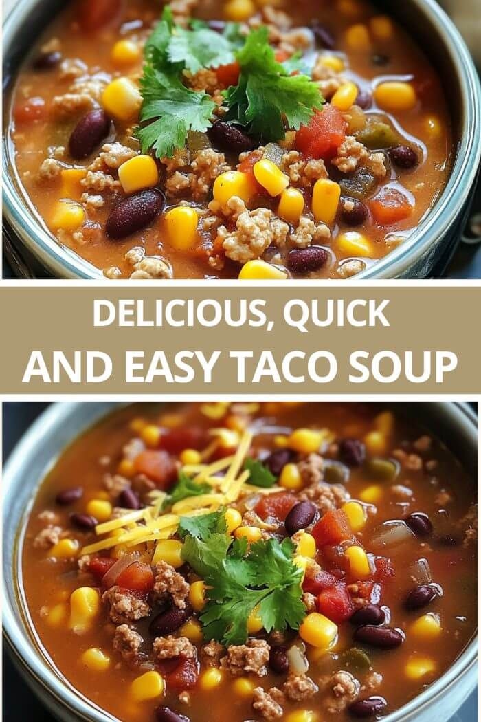 two pictures showing different types of taco soup