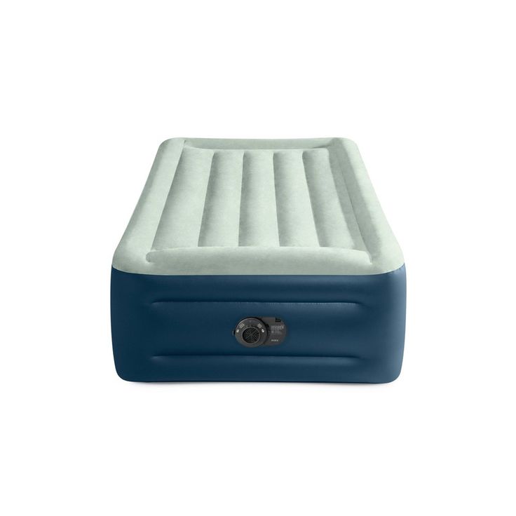 an inflatable air mattress is shown on a white background