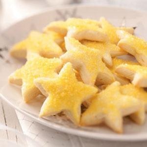 some yellow stars are on a white plate