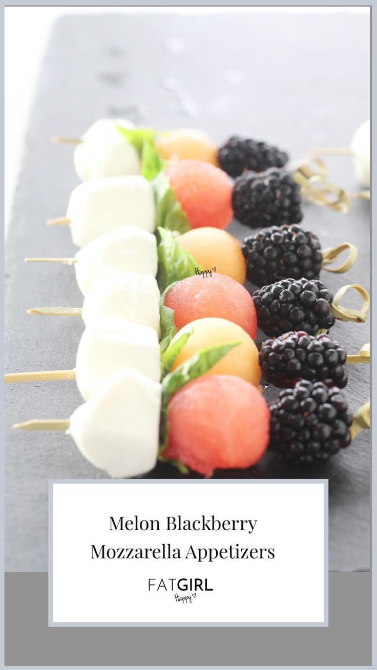 melon blackberry mozzarella appetizers with blackberries and raspberries