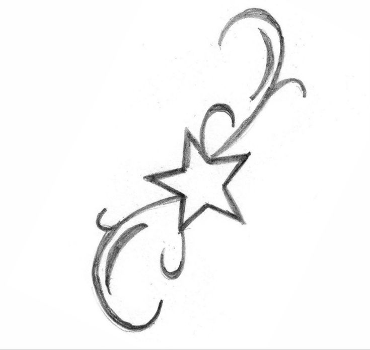 a drawing of a hook with a star on it