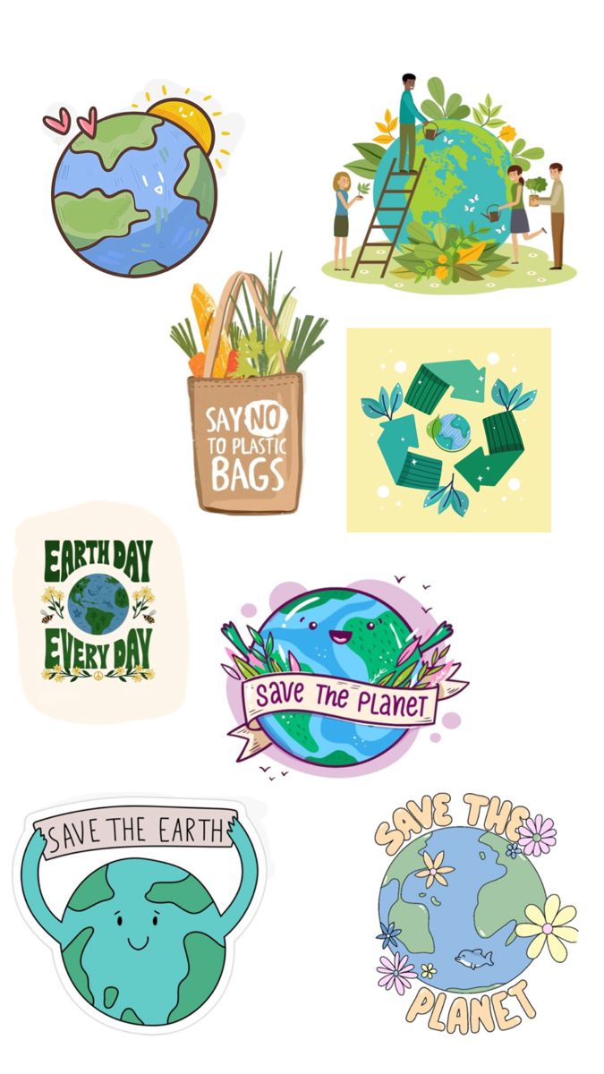 the earth day stickers are shown here