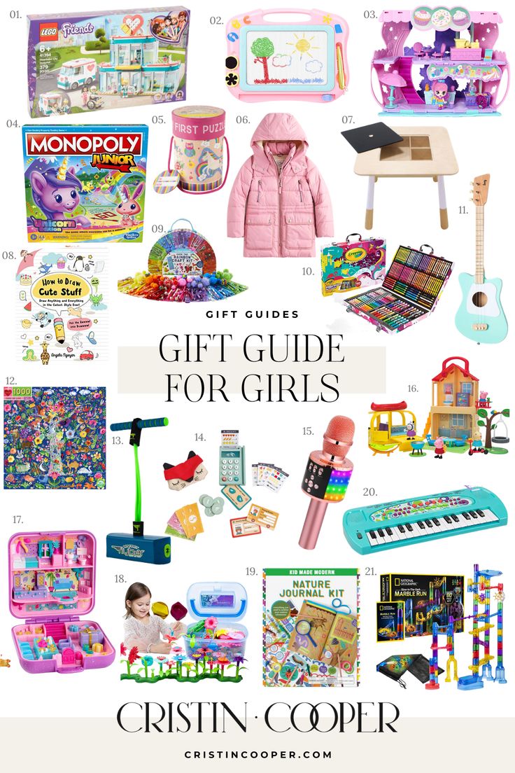 the gift guide for girls with lots of toys