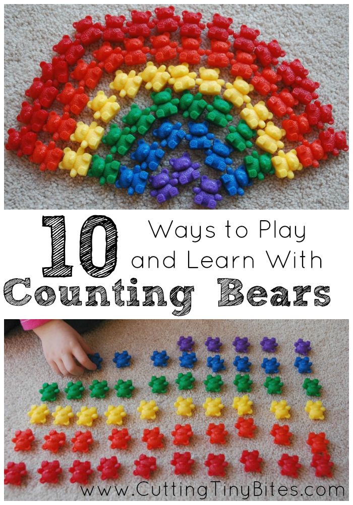 an image of counting bears with text overlay that reads 10 ways to play and learn with counting bears