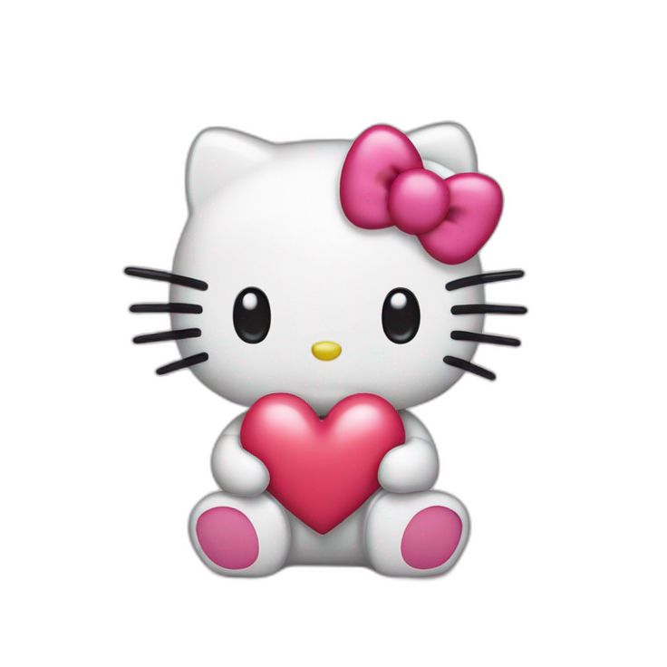 a hello kitty with a heart on it's chest is sitting in front of a white background