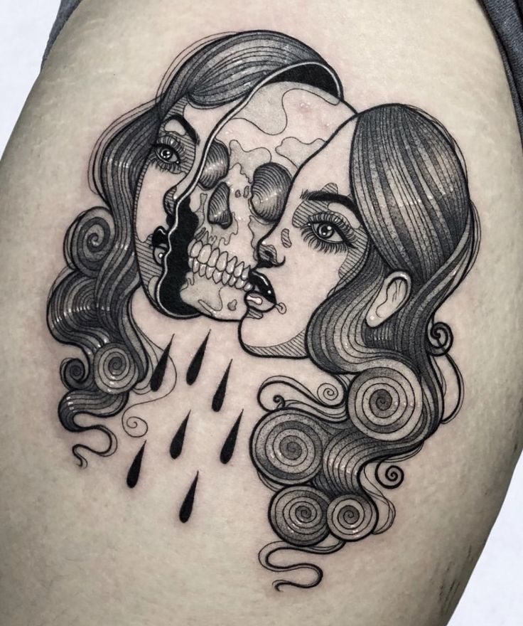 a woman's thigh with a skull on it