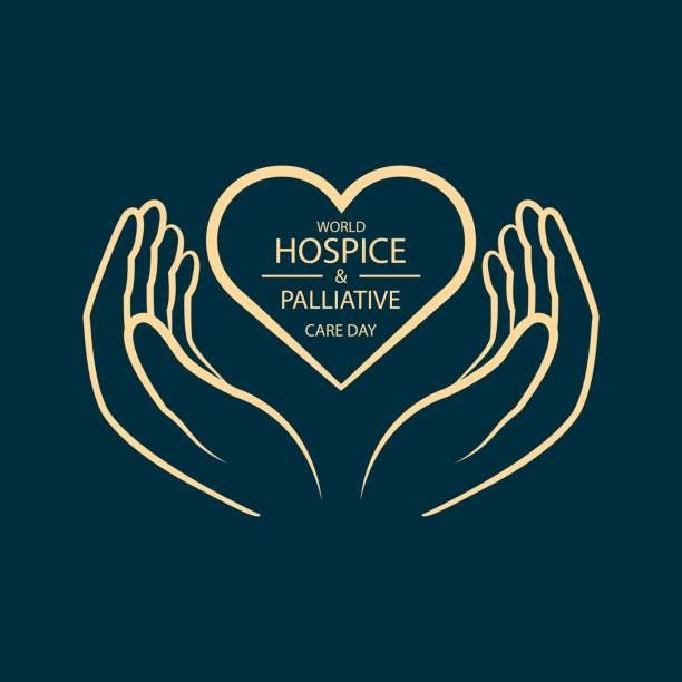 two hands holding a heart with the words world hospice and palliative care day