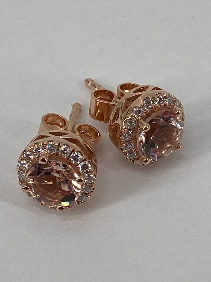 14KT Rose Gold Morganite with Diamonds Stud Earrings 3.3g Pre-owned used in good condition 23PTSTW VS2- i color W/APPRASIAL The 14KT Rose Gold Morganite with Diamonds Stud Earrings are a stunning example of refined elegance and sophistication. Crafted from high-quality 14KT rose gold, these earrings offer a warm, pinkish hue that beautifully complements the soft tones of the morganite stones. The rose gold setting provides a timeless and luxurious appearance, enhancing the overall beauty of the earrings and making them a versatile addition to any jewelry collection. ____________________________________________________________ About Us Our business hours are Mon-Fri 10 am -5 pm EST. Messages will be promptly answered during business hours. Messages that come in after business hours will be Morganite Earrings Rose Gold, Fine Morganite Multi-stone Jewelry, Luxury Pink Rose Cut Diamond Earrings, Fine Jewelry Morganite Multi-stone, Morganite Rose Gold Stud Earrings, Rose Gold Morganite, Fine Jewellery Earrings, Gold Set, The Rose